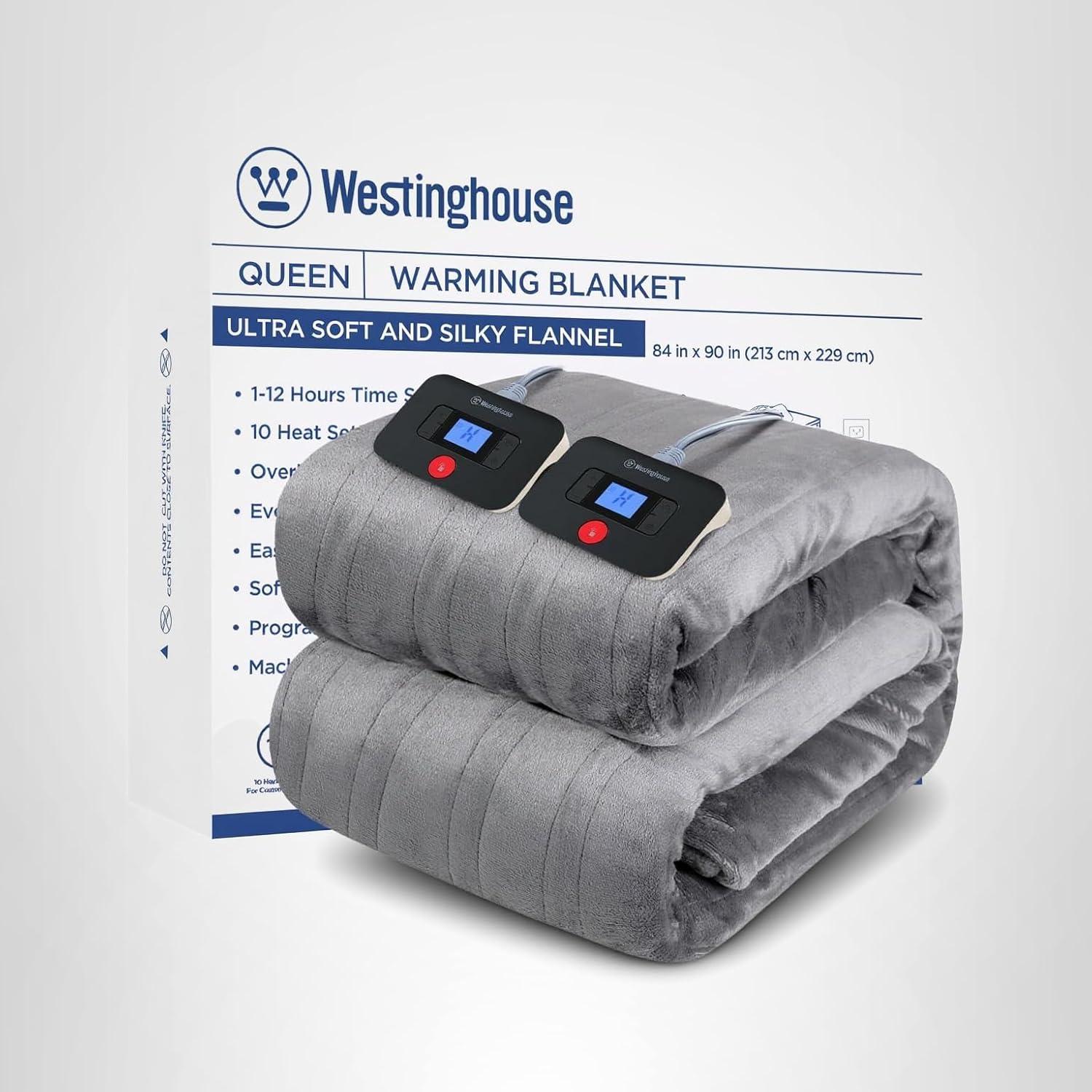 image:imageWestinghouse Electric Blanket Heated Throw Super Cozy Soft Flannel 50 x 60 Heated Throw with 6 Fast Heating Levels amp 210 AutoOff Machine Washable ETLampFCC Certification Home Office Use GreyLight Grey