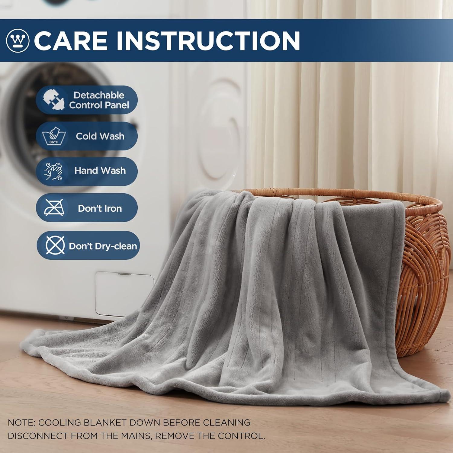 image:imageWestinghouse Electric Blanket Heated Throw Super Cozy Soft Flannel 50 x 60 Heated Throw with 6 Fast Heating Levels amp 210 AutoOff Machine Washable ETLampFCC Certification Home Office Use GreyLight Grey