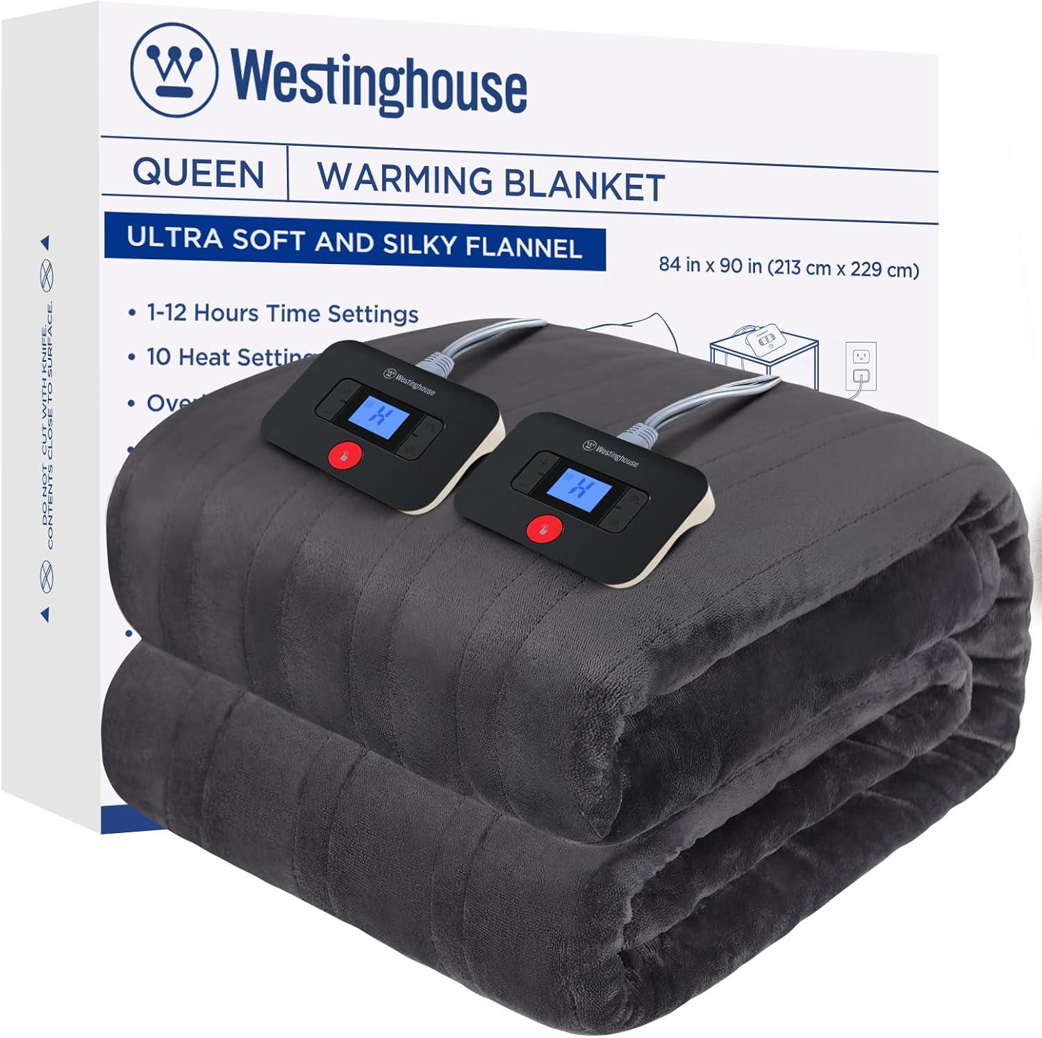 image:imageWestinghouse Electric Blanket Heated Throw Super Cozy Soft Flannel 50 x 60 Heated Throw with 6 Fast Heating Levels amp 210 AutoOff Machine Washable ETLampFCC Certification Home Office Use GreyCharcoal
