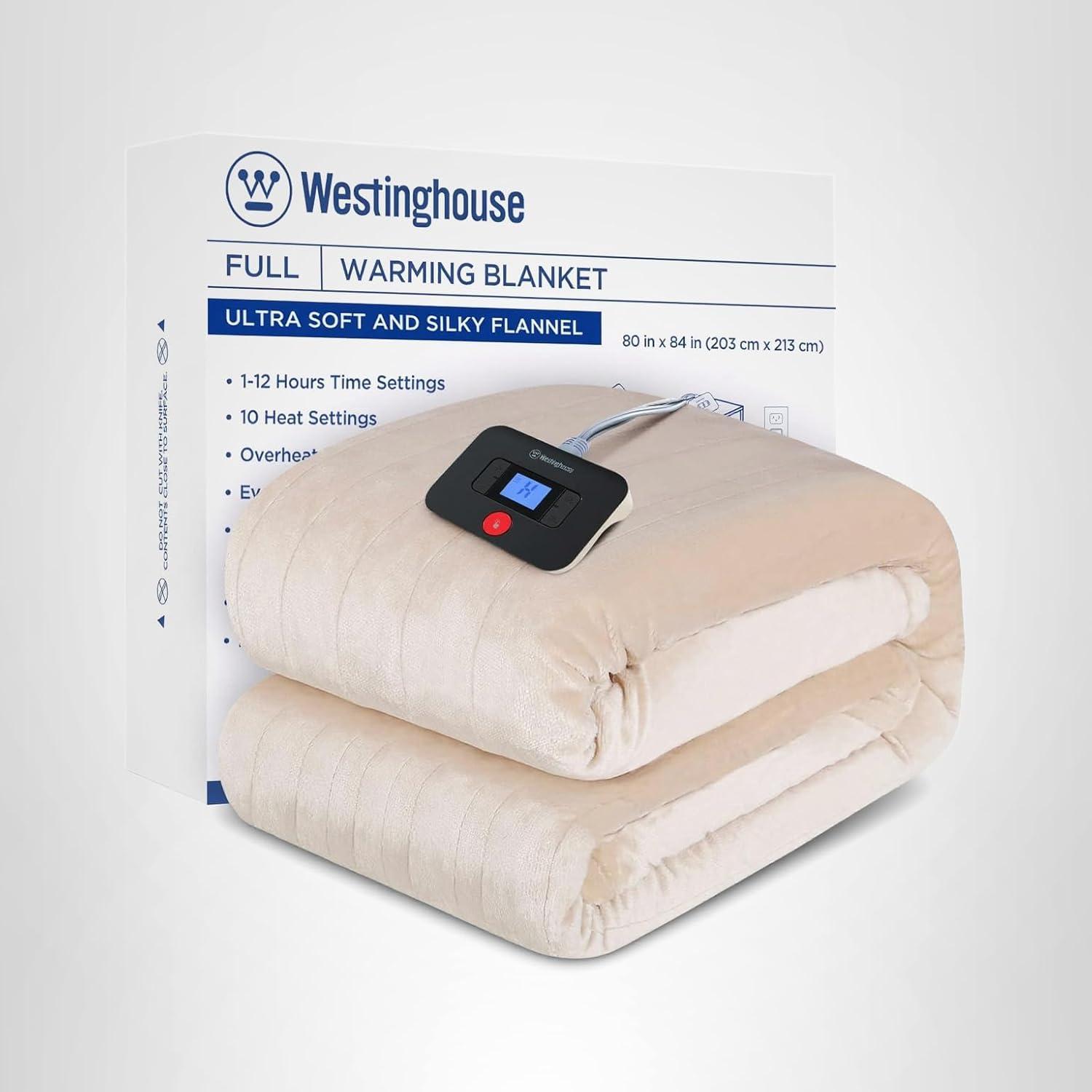 image:imageWestinghouse Electric Blanket Heated Throw Super Cozy Soft Flannel 50 x 60 Heated Throw with 6 Fast Heating Levels amp 210 AutoOff Machine Washable ETLampFCC Certification Home Office Use GreyBeige