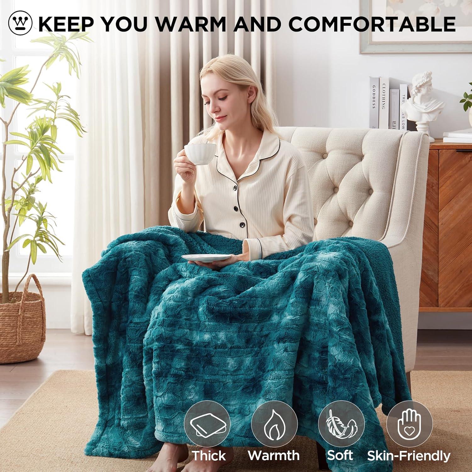 image:imageWestinghouse Electric Blanket Queen Faux Fur Heated Blanket with 10 Heating Levels amp 112 Hours Auto Off Soft Cozy Sherpa Heated Blanket Washable Blanket 84 x 90 Queen Size GreyGreen