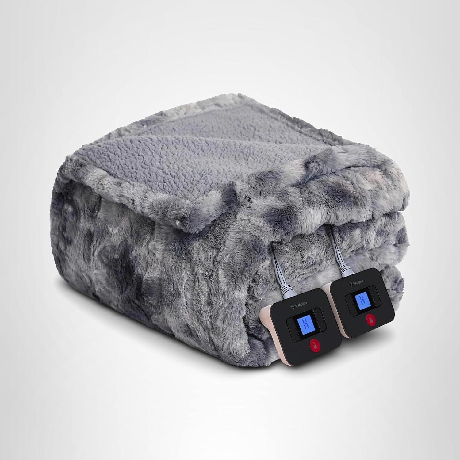 image:imageWestinghouse Electric Blanket Queen Faux Fur Heated Blanket with 10 Heating Levels amp 112 Hours Auto Off Soft Cozy Sherpa Heated Blanket Washable Blanket 84 x 90 Queen Size GreyGrey