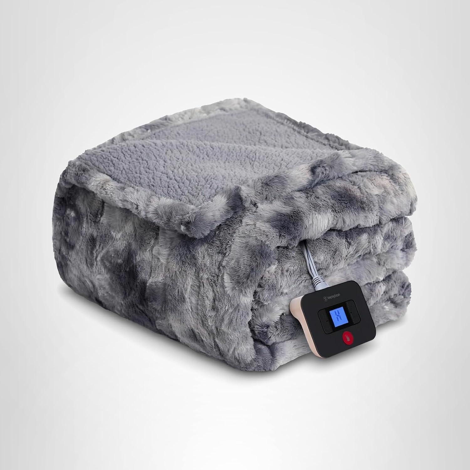 image:imageWestinghouse Electric Blanket Queen Faux Fur Heated Blanket with 10 Heating Levels amp 112 Hours Auto Off Soft Cozy Sherpa Heated Blanket Washable Blanket 84 x 90 Queen Size GreyGrey