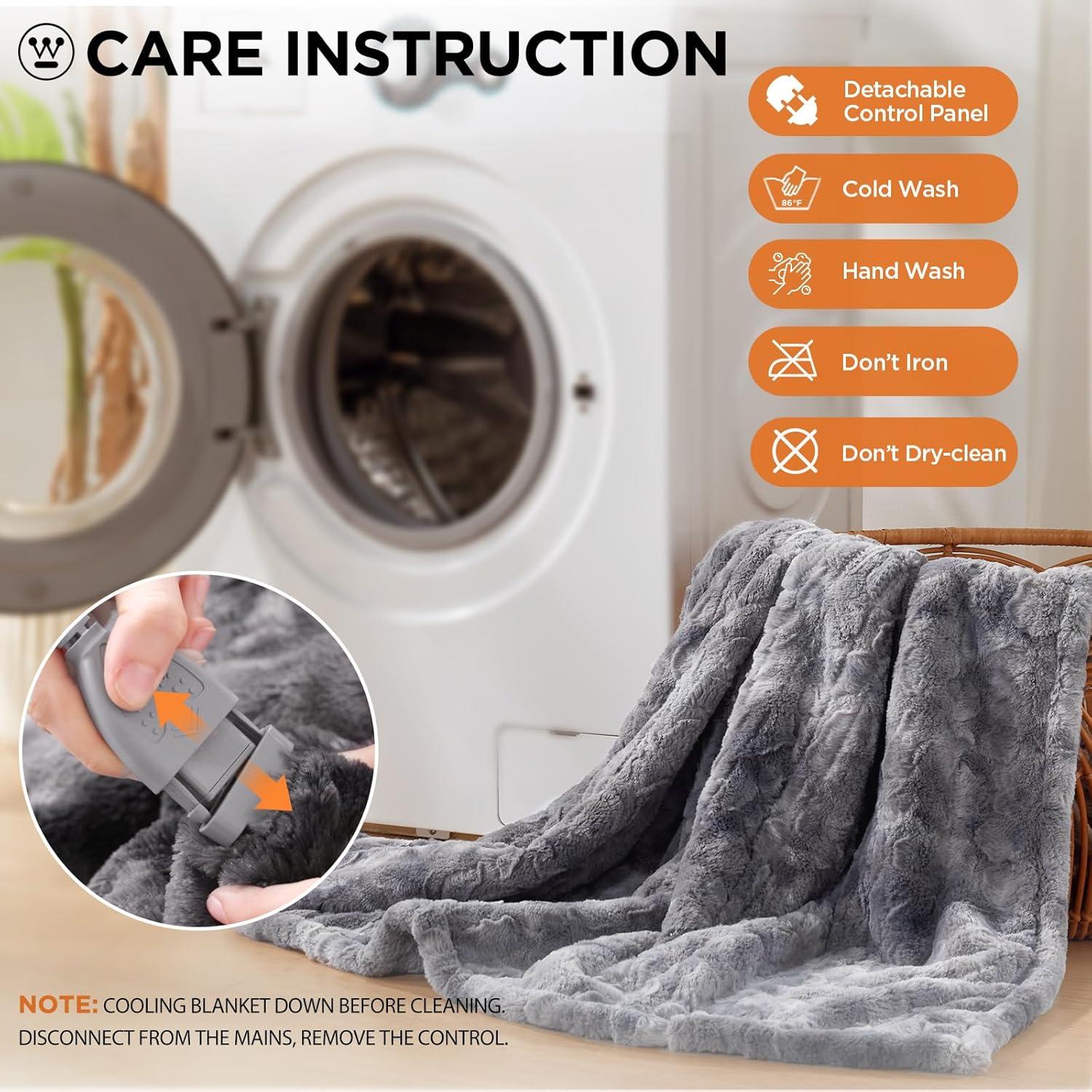 image:imageWestinghouse Electric Blanket Queen Faux Fur Heated Blanket with 10 Heating Levels amp 112 Hours Auto Off Soft Cozy Sherpa Heated Blanket Washable Blanket 84 x 90 Queen Size GreyGrey
