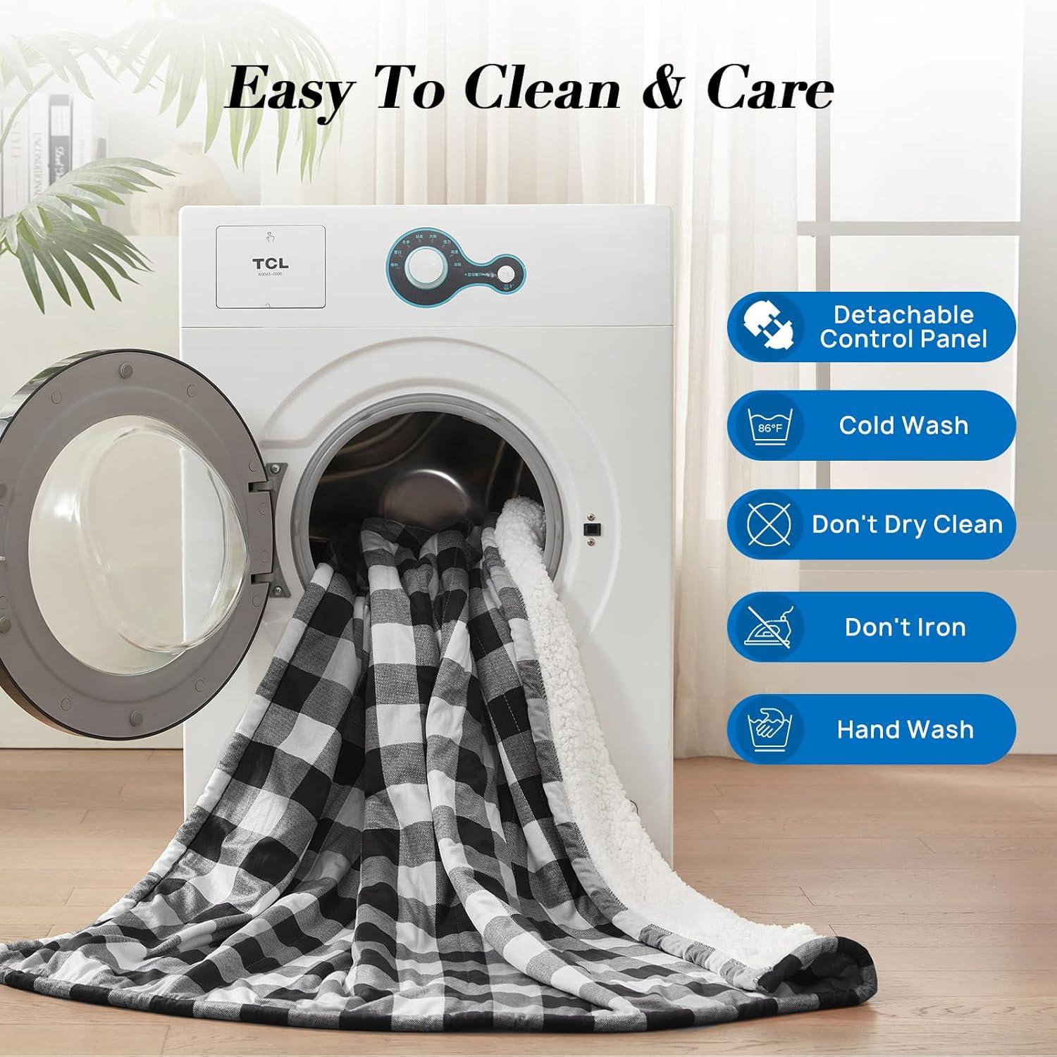 image:imageWestinghouse Electric Throw Heated Throw Blanket Soft Flannel amp Sherpa Heating Blanket with 6 Heating Levels 210 Hours AutoOff Fast Heating amp Overheat Protection Machine Washable Red 50x60 InchesBlack