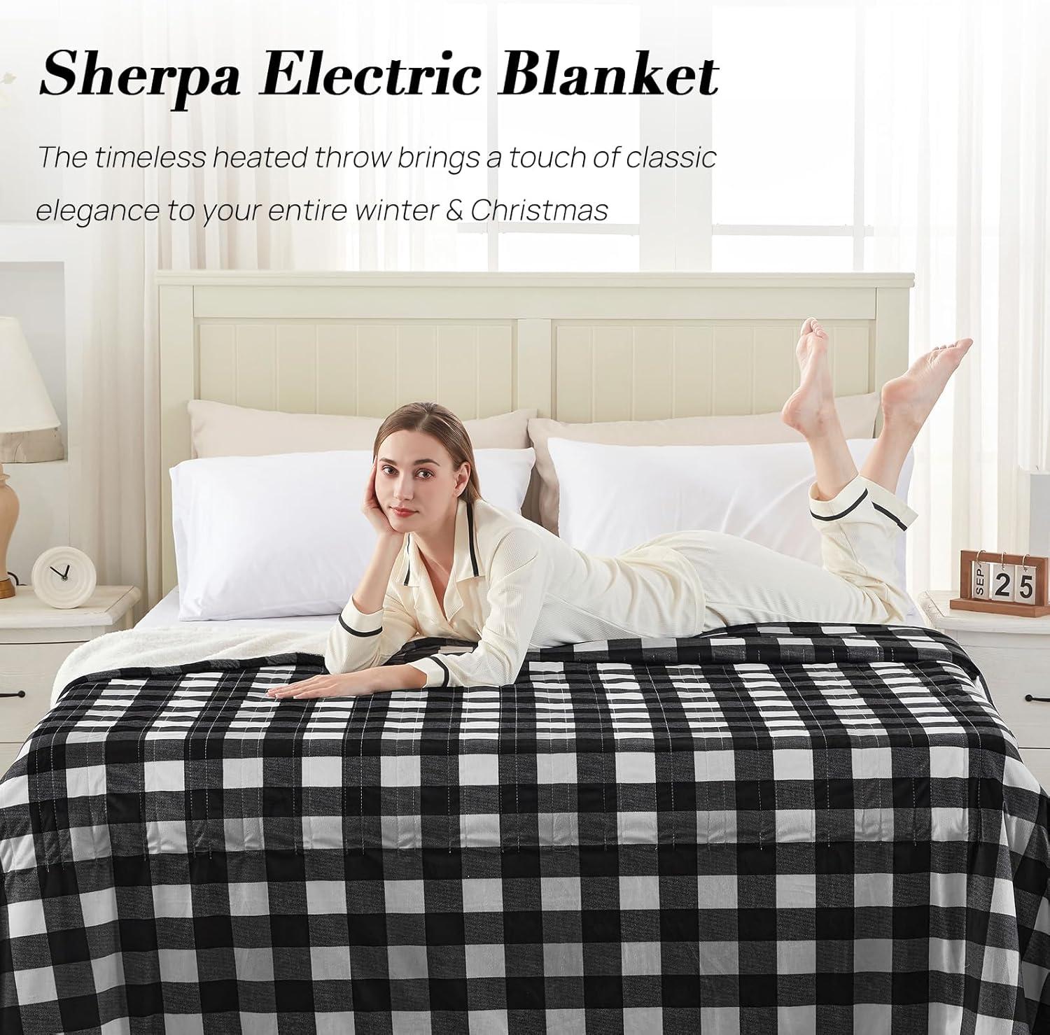 image:imageWestinghouse Electric Throw Heated Throw Blanket Soft Flannel amp Sherpa Heating Blanket with 6 Heating Levels 210 Hours AutoOff Fast Heating amp Overheat Protection Machine Washable Red 50x60 InchesBlack