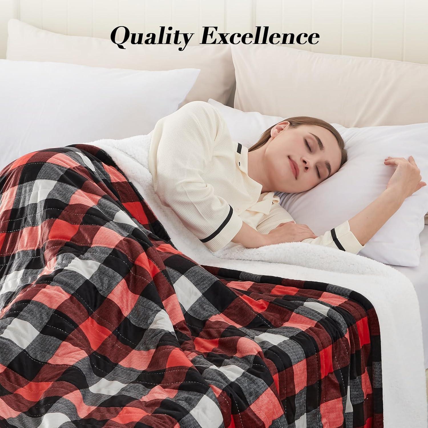 image:imageWestinghouse Electric Throw Heated Throw Blanket Soft Flannel amp Sherpa Heating Blanket with 6 Heating Levels 210 Hours AutoOff Fast Heating amp Overheat Protection Machine Washable Red 50x60 InchesRed