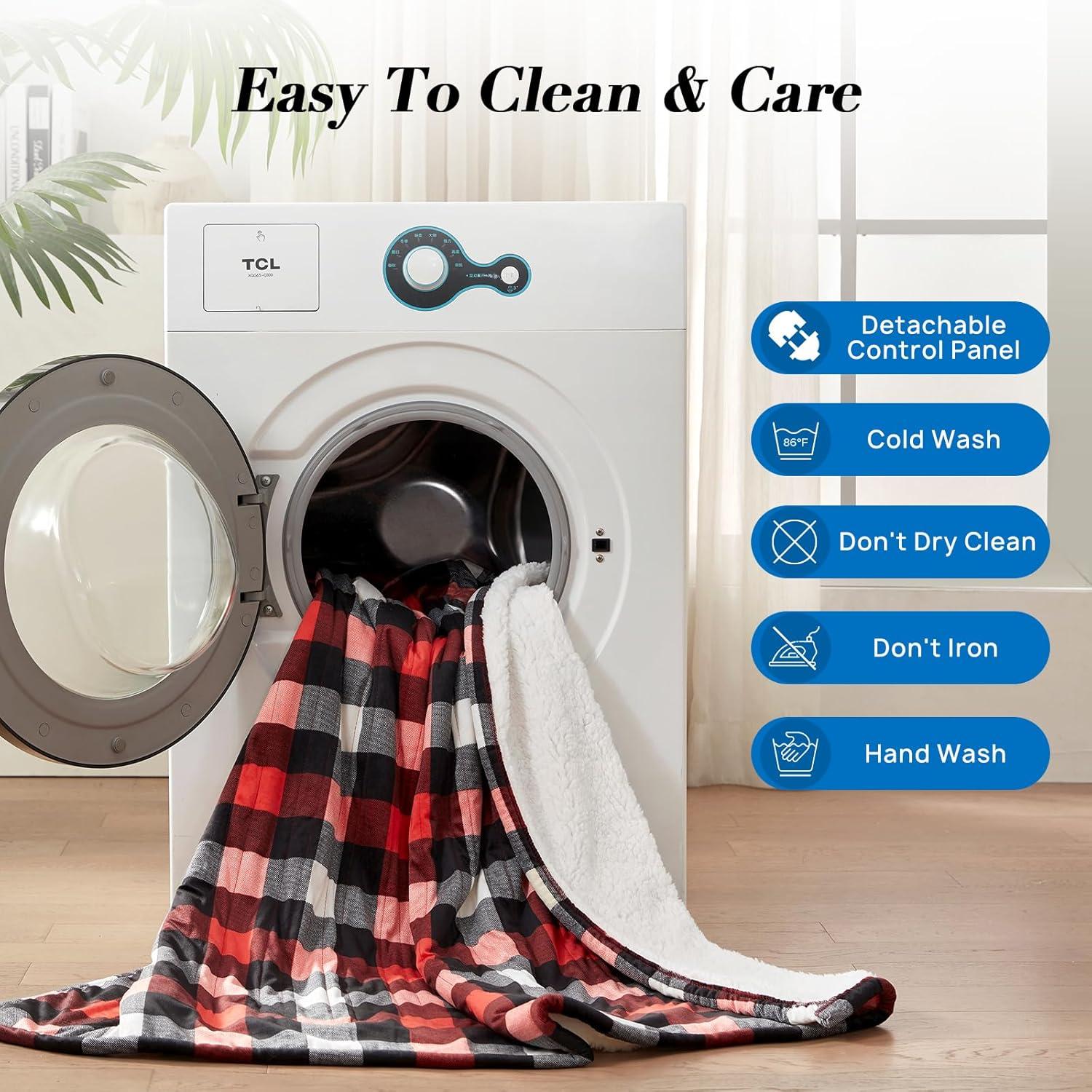 image:imageWestinghouse Electric Throw Heated Throw Blanket Soft Flannel amp Sherpa Heating Blanket with 6 Heating Levels 210 Hours AutoOff Fast Heating amp Overheat Protection Machine Washable Red 50x60 InchesRed