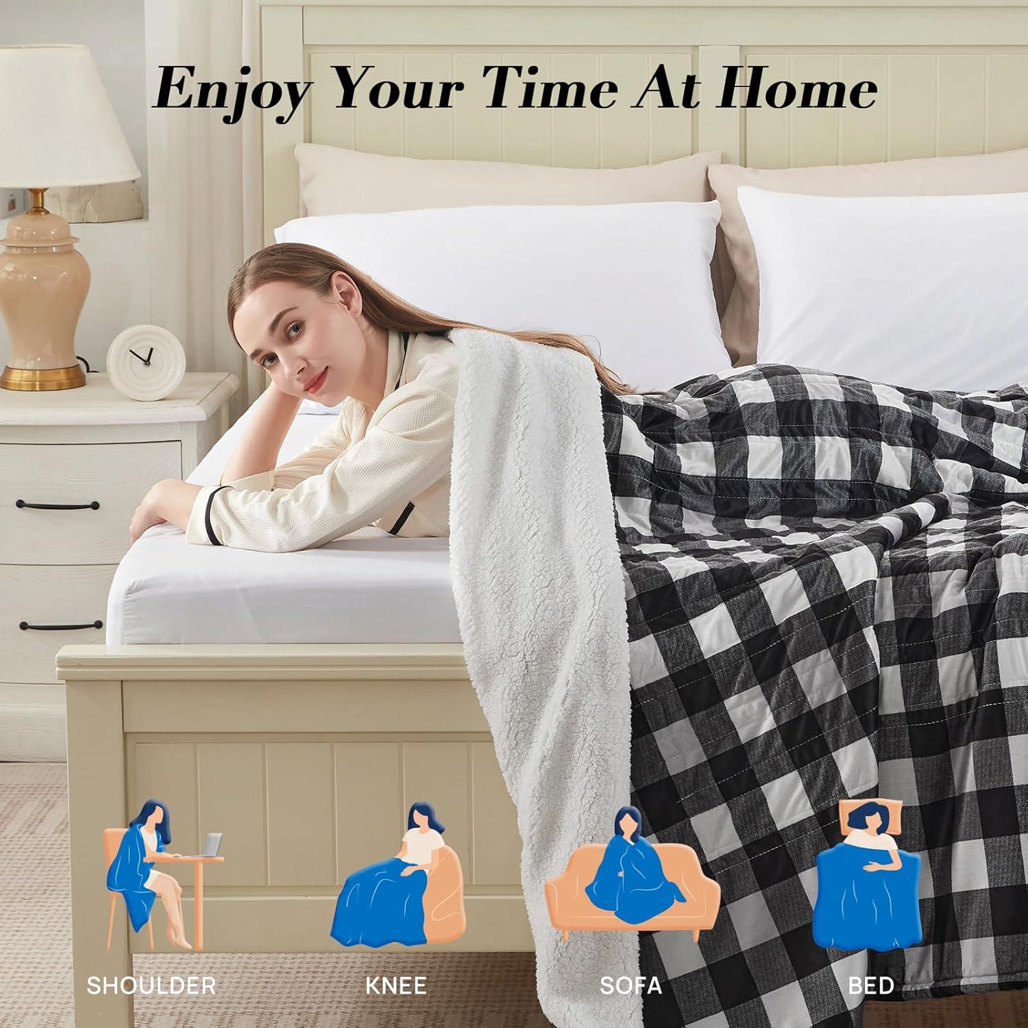 image:imageWestinghouse Electric Throw Heated Throw Blanket Soft Flannel amp Sherpa Heating Blanket with 6 Heating Levels 210 Hours AutoOff Fast Heating amp Overheat Protection Machine Washable Red 50x60 InchesBlack
