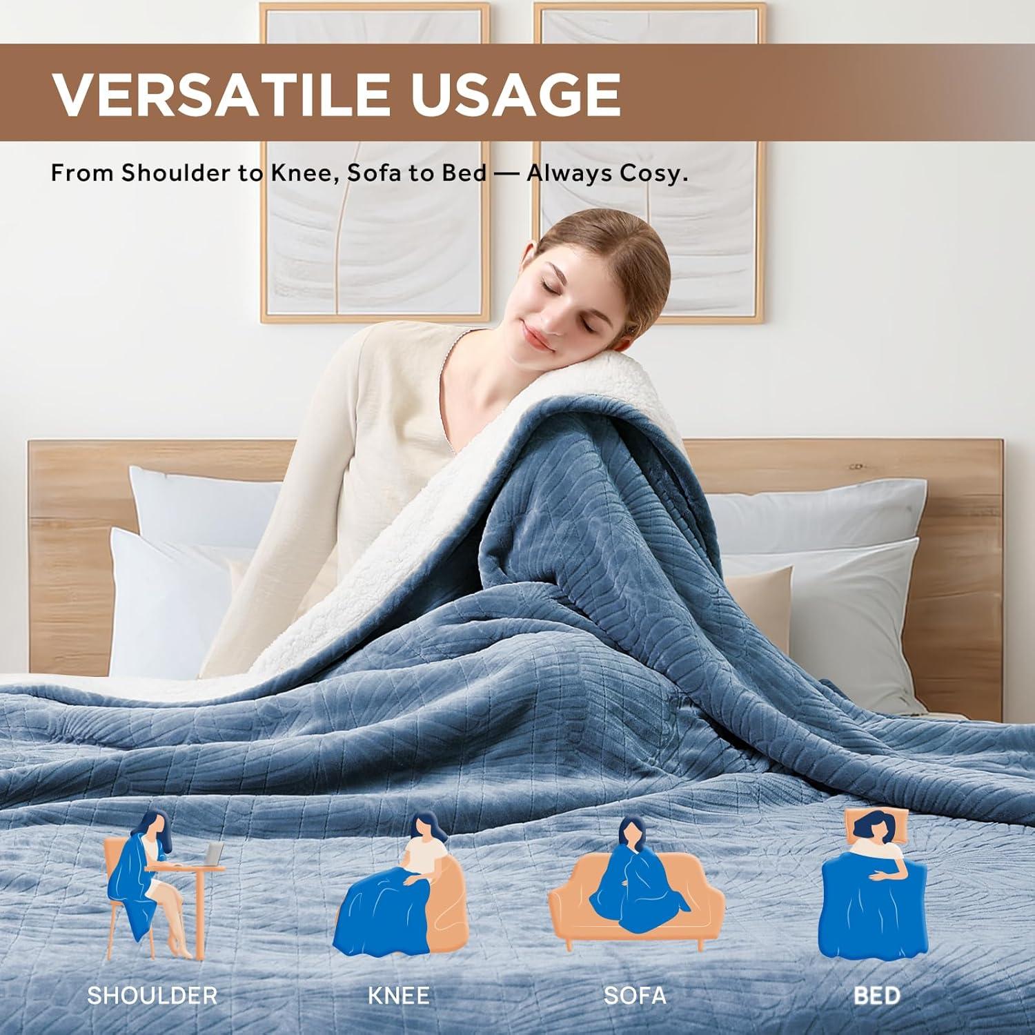 image:imageWestinghouse Electric Throw Heated Throw Blanket Soft Flannel amp Sherpa Heating Blanket with 6 Heating Levels 210 Hours AutoOff Fast Heating amp Overheat Protection Machine Washable Red 50x60 InchesBlue