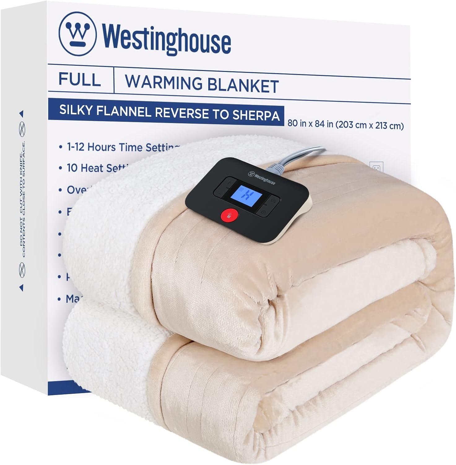 image:imageWestinghouse Heated Throw Blanket Leopard Electric Throw Blanket Luxury Faux Fur to Flannel Reversible 6 Heating Levels amp 210 Hours Time Setting Machine WashableThrow 50x60Beige