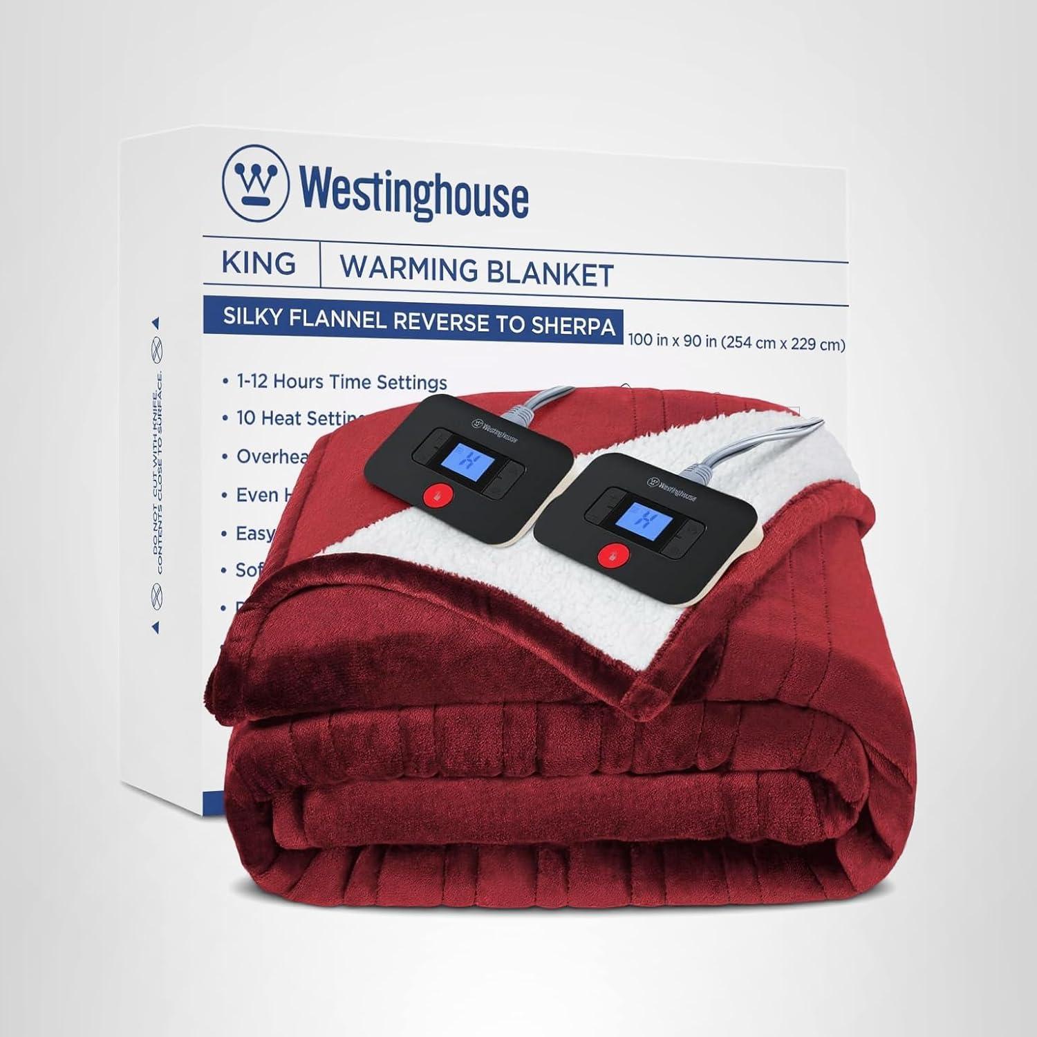 image:imageWestinghouse Heated Throw Blanket Leopard Electric Throw Blanket Luxury Faux Fur to Flannel Reversible 6 Heating Levels amp 210 Hours Time Setting Machine WashableThrow 50x60Red