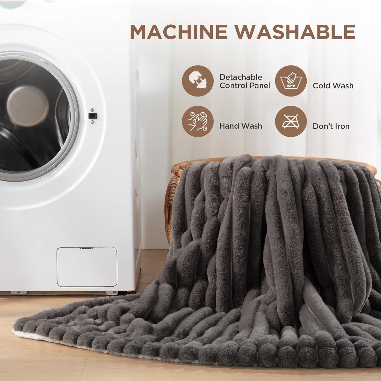 image:imageWestinghouse Heated Throw Blanket Leopard Electric Throw Blanket Luxury Faux Fur to Flannel Reversible 6 Heating Levels amp 210 Hours Time Setting Machine WashableThrow 50x60Darkgrey Stripe