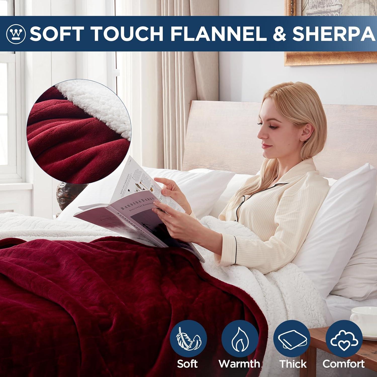 image:imageWestinghouse Heated Throw Blanket Leopard Electric Throw Blanket Luxury Faux Fur to Flannel Reversible 6 Heating Levels amp 210 Hours Time Setting Machine WashableThrow 50x60Red