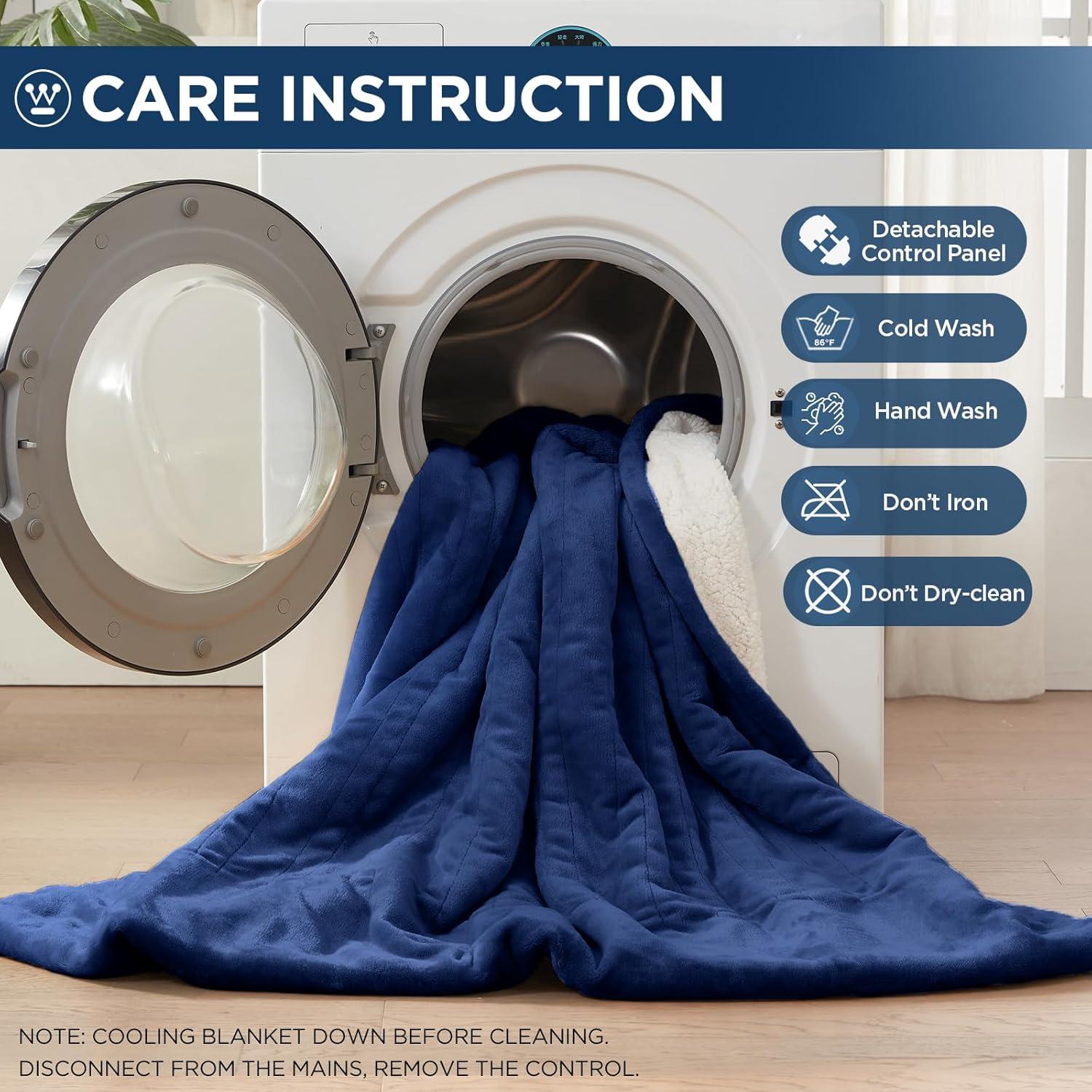 image:imageWestinghouse Heated Throw Blanket Leopard Electric Throw Blanket Luxury Faux Fur to Flannel Reversible 6 Heating Levels amp 210 Hours Time Setting Machine WashableThrow 50x60Navy