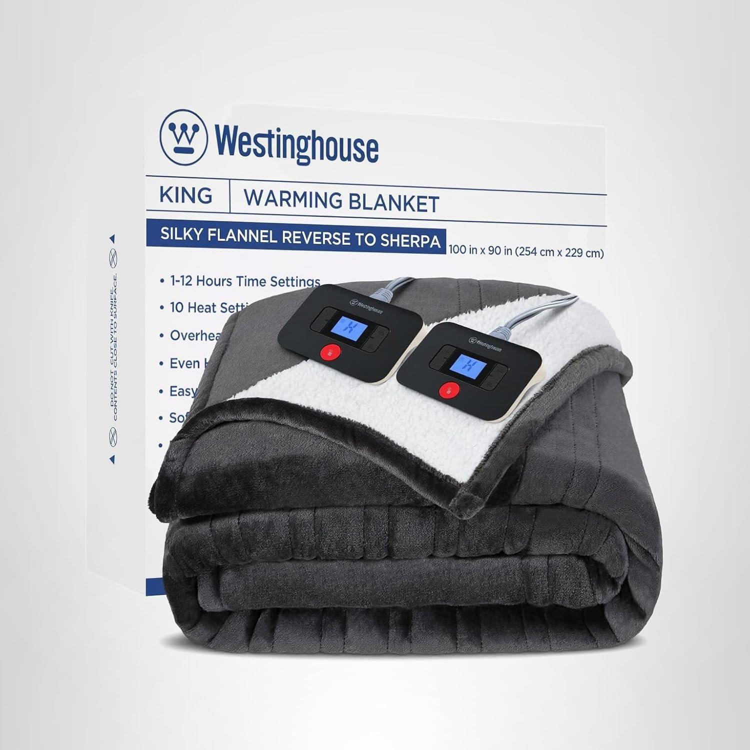 image:imageWestinghouse Heated Throw Blanket Leopard Electric Throw Blanket Luxury Faux Fur to Flannel Reversible 6 Heating Levels amp 210 Hours Time Setting Machine WashableThrow 50x60Charcoal