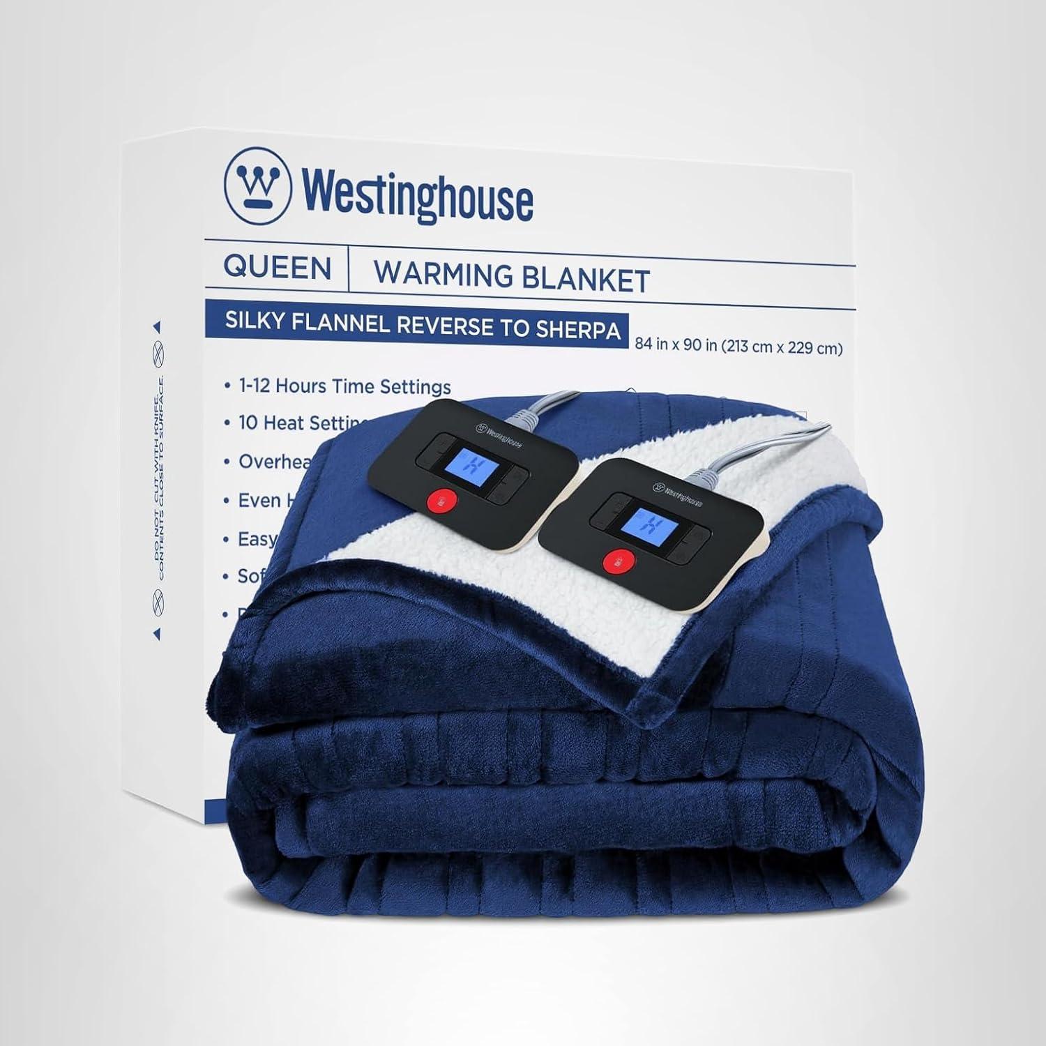 image:imageWestinghouse Heated Throw Blanket Leopard Electric Throw Blanket Luxury Faux Fur to Flannel Reversible 6 Heating Levels amp 210 Hours Time Setting Machine WashableThrow 50x60Navy