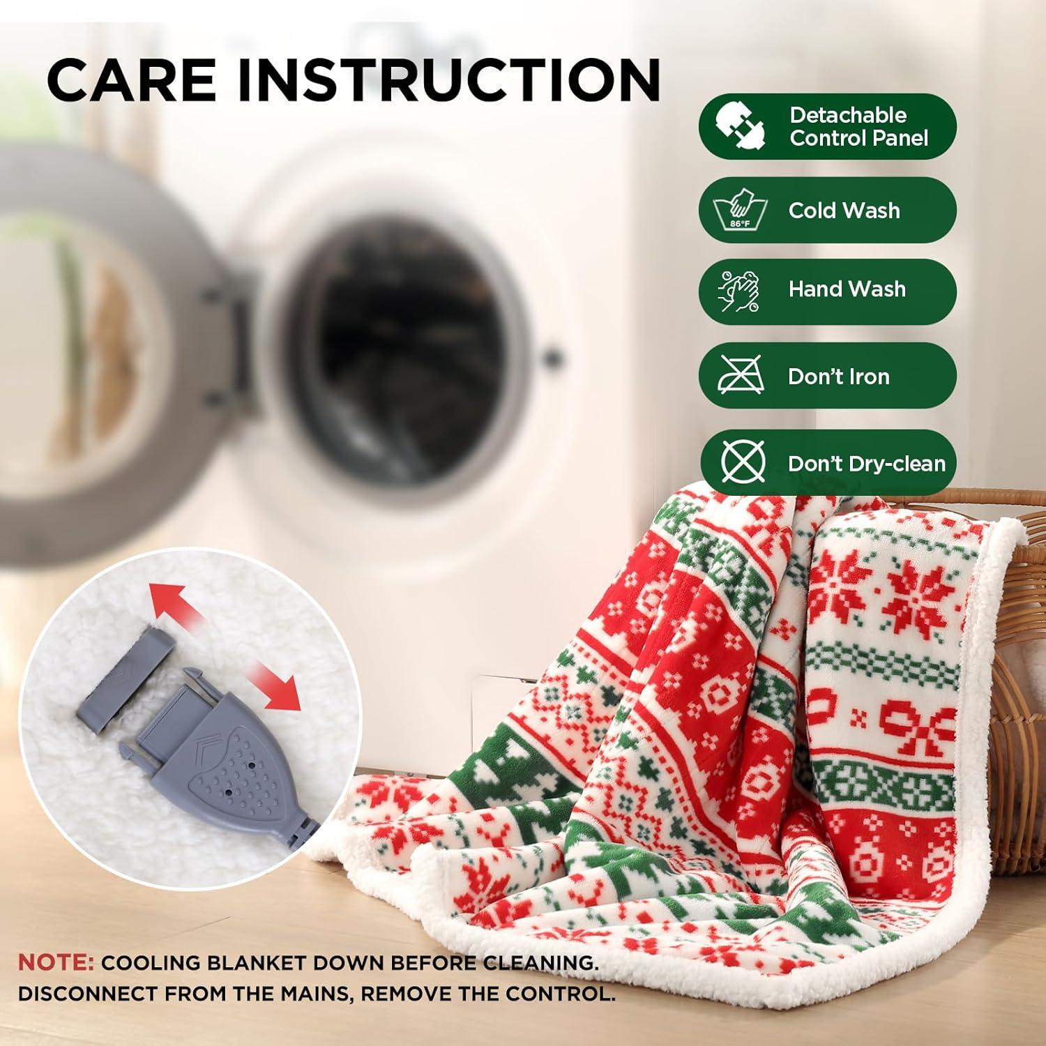 image:imageWestinghouse Heated Throw Blanket Leopard Electric Throw Blanket Luxury Faux Fur to Flannel Reversible 6 Heating Levels amp 210 Hours Time Setting Machine WashableThrow 50x60Christmas Tree