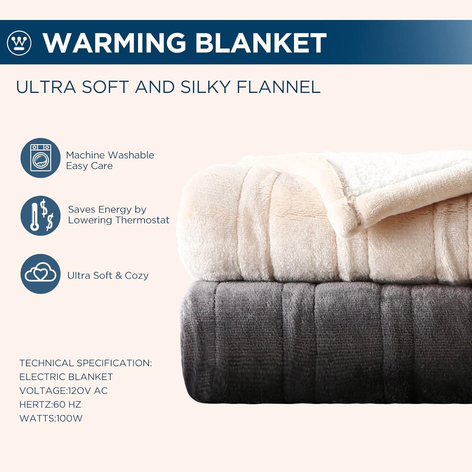 image:imageWestinghouse Heated Throw Blanket Leopard Electric Throw Blanket Luxury Faux Fur to Flannel Reversible 6 Heating Levels amp 210 Hours Time Setting Machine WashableThrow 50x60Navy