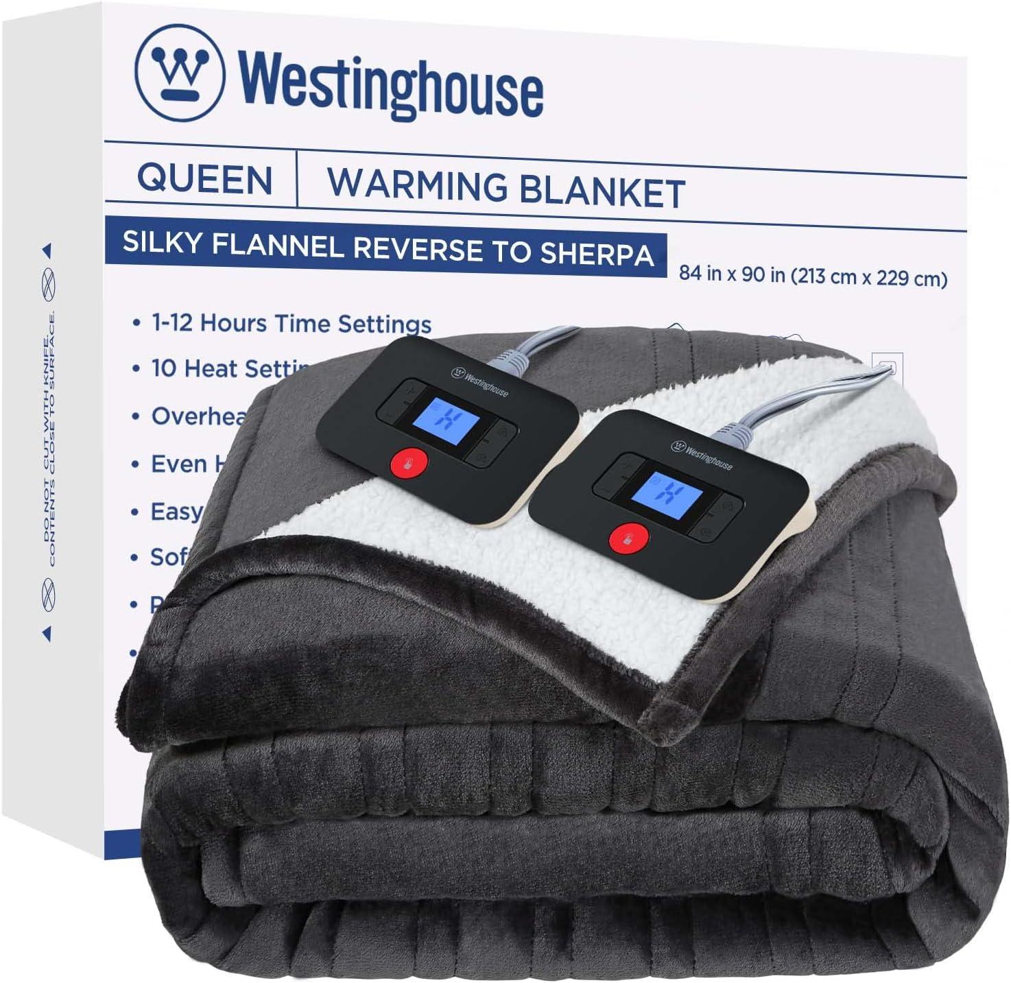 image:imageWestinghouse Heated Throw Blanket Leopard Electric Throw Blanket Luxury Faux Fur to Flannel Reversible 6 Heating Levels amp 210 Hours Time Setting Machine WashableThrow 50x60Charcoal