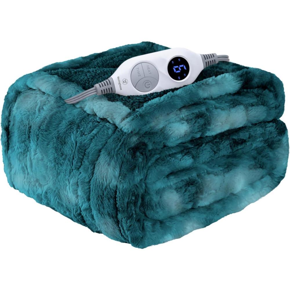 image:imageWestinghouse Electric Blanket Queen Faux Fur Heated Blanket with 10 Heating Levels amp 112 Hours Auto Off Soft Cozy Sherpa Heated Blanket Washable Blanket 84 x 90 Queen Size GreyGreen