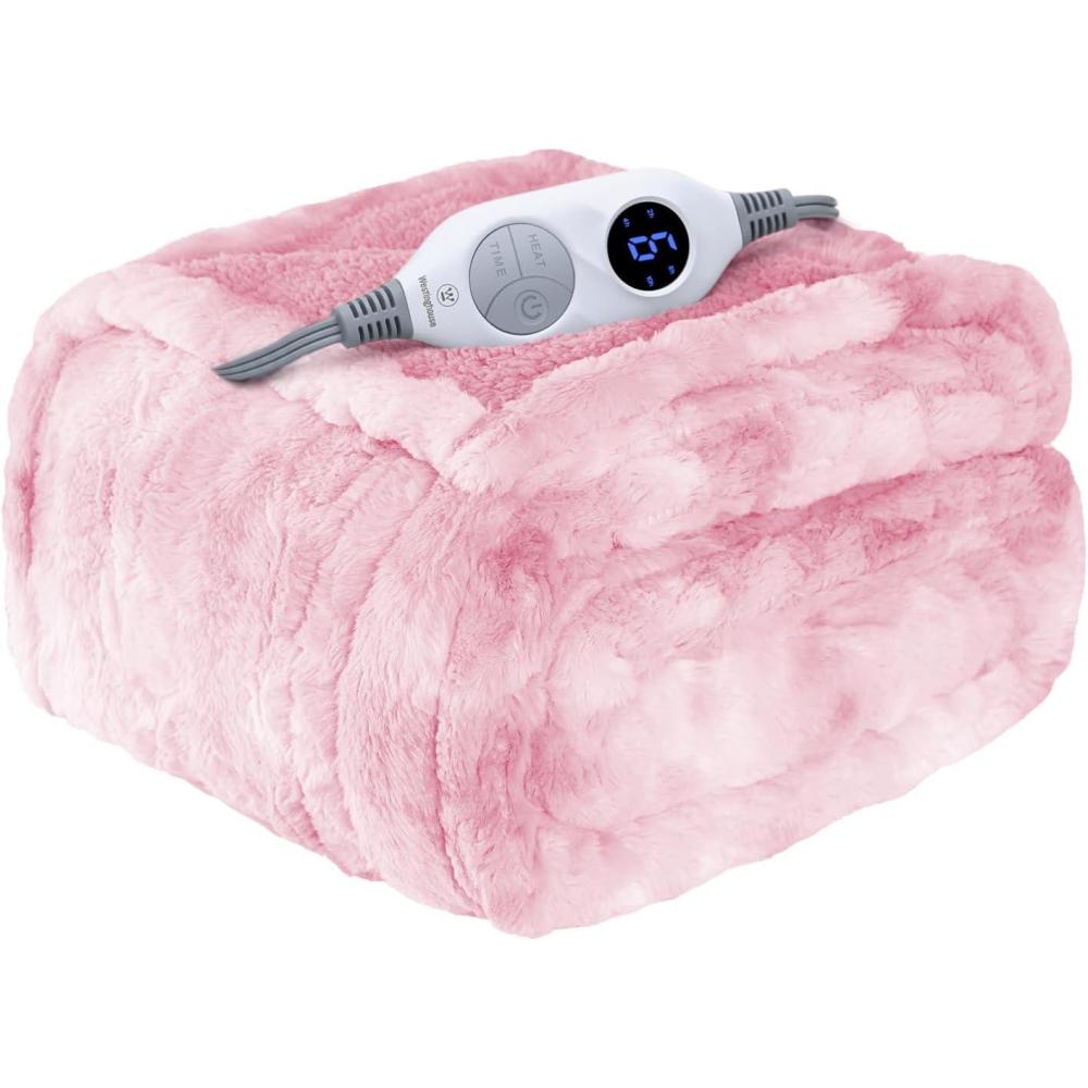 image:imageWestinghouse Electric Blanket Queen Faux Fur Heated Blanket with 10 Heating Levels amp 112 Hours Auto Off Soft Cozy Sherpa Heated Blanket Washable Blanket 84 x 90 Queen Size GreyPink