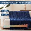 Westinghouse Electric Blanket Heated Throw, Super Cozy Soft Flannel 50″” x 60″” Heated Throw with 6 Fast Heating Levels & 2-10 Auto-Off, Machine Washable, ETL&FCC Certification, Home Office Use, Grey(Navy Blue)