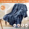 Westinghouse Electric Blanket Queen, Faux Fur Heated Blanket with 10 Heating Levels & 1-12 Hours Auto Off, Soft Cozy Sherpa Heated Blanket Washable Blanket (84″ x 90″ Queen Size, Grey)(Indigo)