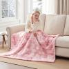 Westinghouse Electric Blanket Queen, Faux Fur Heated Blanket with 10 Heating Levels & 1-12 Hours Auto Off, Soft Cozy Sherpa Heated Blanket Washable Blanket (84″ x 90″ Queen Size, Grey)(Pink)