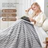 Westinghouse Heated Throw Blanket, Leopard Electric Throw Blanket, Luxury Faux Fur to Flannel Reversible, 6 Heating Levels & 2-10 Hours Time Setting, Machine Washable(Throw, 50″x60″)(Lightgrey Stripe)
