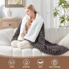 Westinghouse Heated Throw Blanket, Leopard Electric Throw Blanket, Luxury Faux Fur to Flannel Reversible, 6 Heating Levels & 2-10 Hours Time Setting, Machine Washable(Throw, 50″x60″)(Darkgrey Stripe)