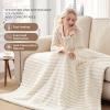 Westinghouse Heated Throw Blanket, Leopard Electric Throw Blanket, Luxury Faux Fur to Flannel Reversible, 6 Heating Levels & 2-10 Hours Time Setting, Machine Washable(Throw, 50″x60″)(Ivory Stripe)