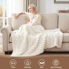 Westinghouse Heated Throw Blanket, Leopard Electric Throw Blanket, Luxury Faux Fur to Flannel Reversible, 6 Heating Levels & 2-10 Hours Time Setting, Machine Washable(Throw, 50″x60″)(Ivory Stripe)