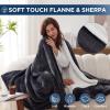 Westinghouse Heated Throw Blanket, Leopard Electric Throw Blanket, Luxury Faux Fur to Flannel Reversible, 6 Heating Levels & 2-10 Hours Time Setting, Machine Washable(Throw, 50″x60″)(Charcoal)