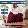 Westinghouse Heated Throw Blanket, Leopard Electric Throw Blanket, Luxury Faux Fur to Flannel Reversible, 6 Heating Levels & 2-10 Hours Time Setting, Machine Washable(Throw, 50″x60″)(Red)