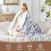 Westinghouse Heated Throw Blanket, Leopard Electric Throw Blanket, Luxury Faux Fur to Flannel Reversible, 6 Heating Levels & 2-10 Hours Time Setting, Machine Washable(Throw, 50″x60″)(Bluegrey Stripe)