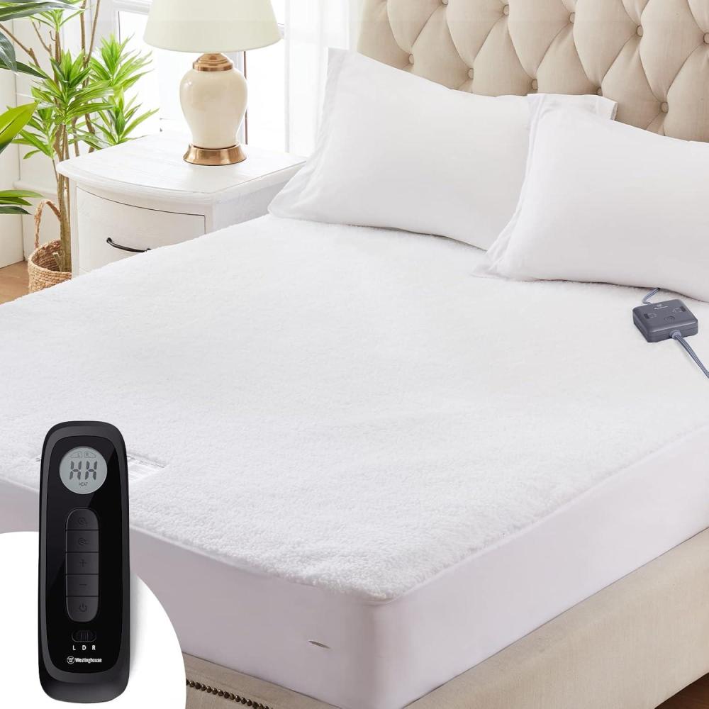 image:imageWestinghouse Heated Mattress Pad Queen Size Dual Wireless Controller Electric Mattress Pad with 10 Heating Levels amp 1 to 12 Hours Time Settings Fit Up to 17 Deep PocketQueen