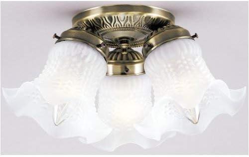 image:imageWestinghouse 6668600 ThreeLight FlushMount Interior Ceiling Fixture Antique Brass Finish with Frosted Ruffled Edge Glass