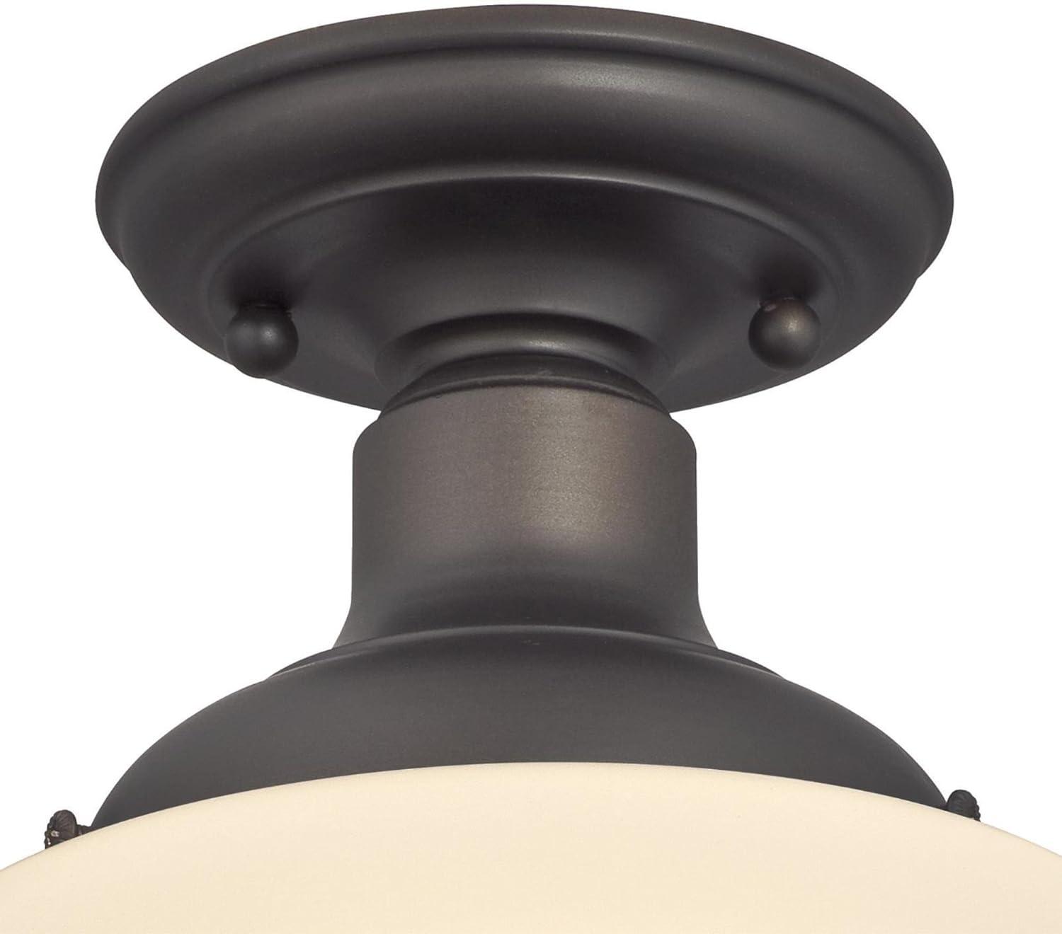 image:imageWestinghouse Lighting 6342200 Scholar OneLight Indoor SemiFlush Ceiling Fixture Oil Rubbed Bronze Finish with White Opal GlassCeiling Fixture