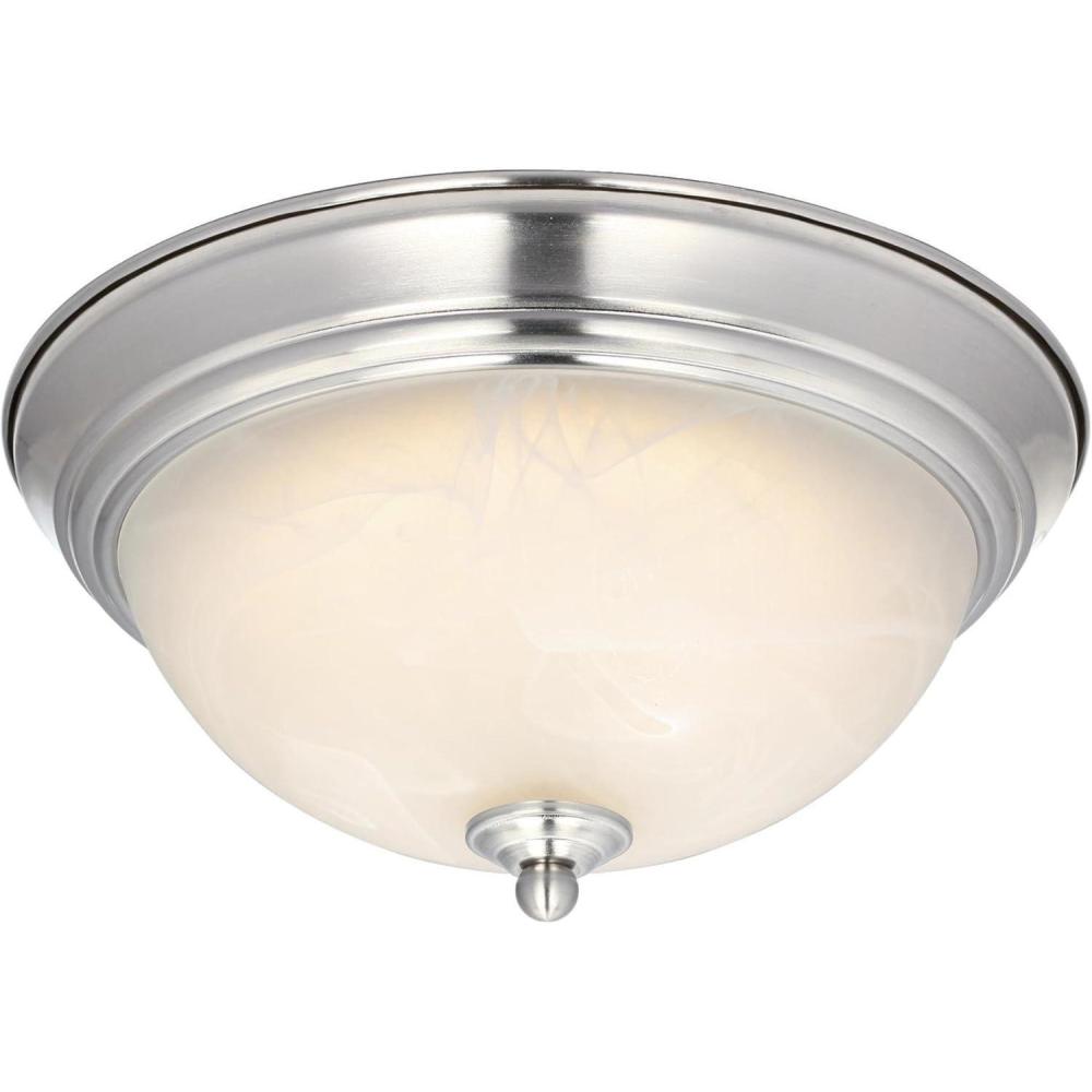 image:image6400500 11Inch Dimmable LED Indoor Flush Mount Ceiling Fixture Brushed Nickel Finish with White Alabaster Glass