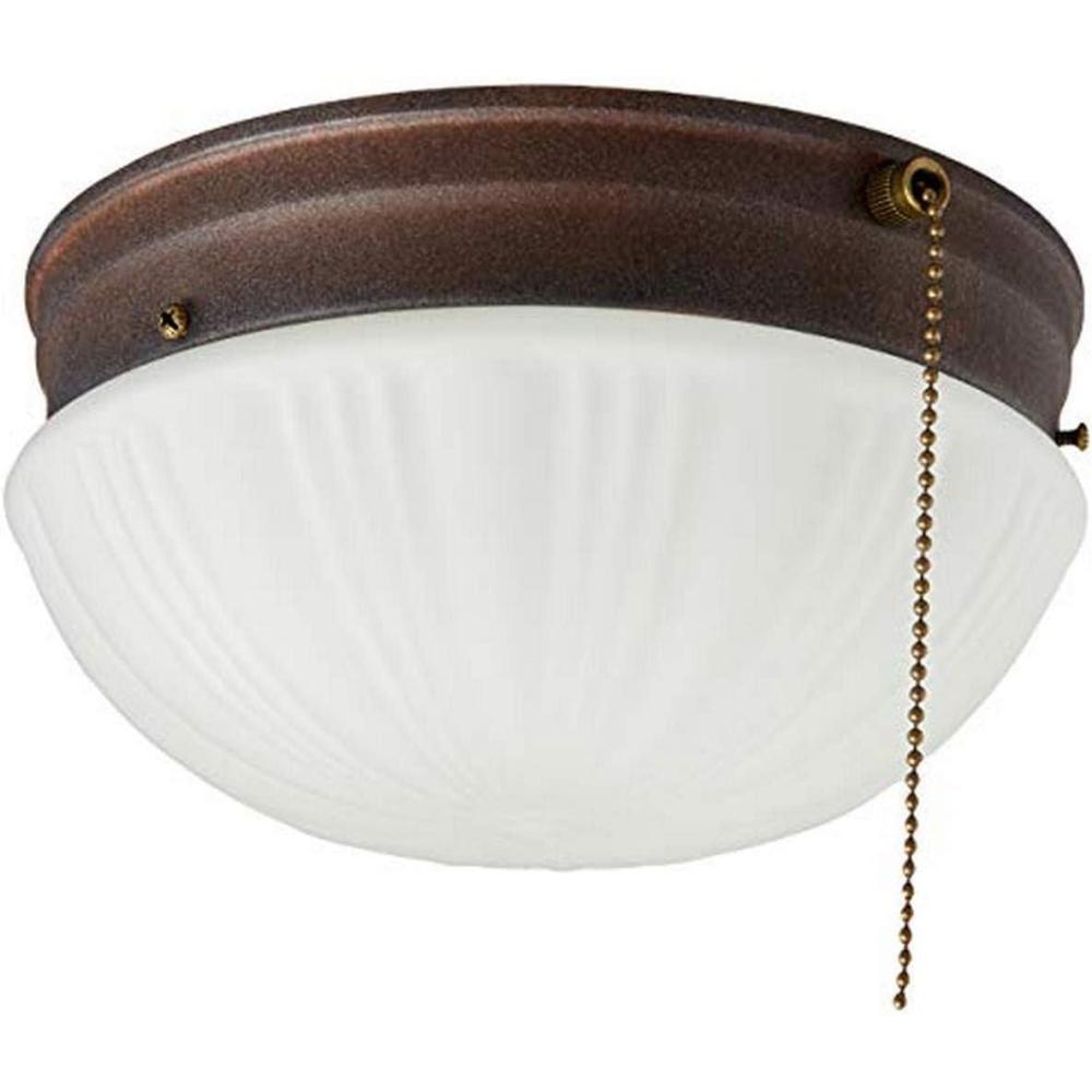 image:image6720200 TwoLight FlushMount Indoor Ceiling Fixture with Pull Chain Sienna Finish with Frosted Fluted GlassSienna