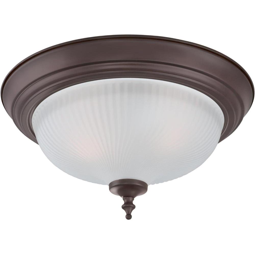 image:imageWestinghouse 6344500 TwoLight Indoor Flush Ceiling Fixture 2 Pack Oil Rubbed Bronze Finish with Frosted Swirl Glass