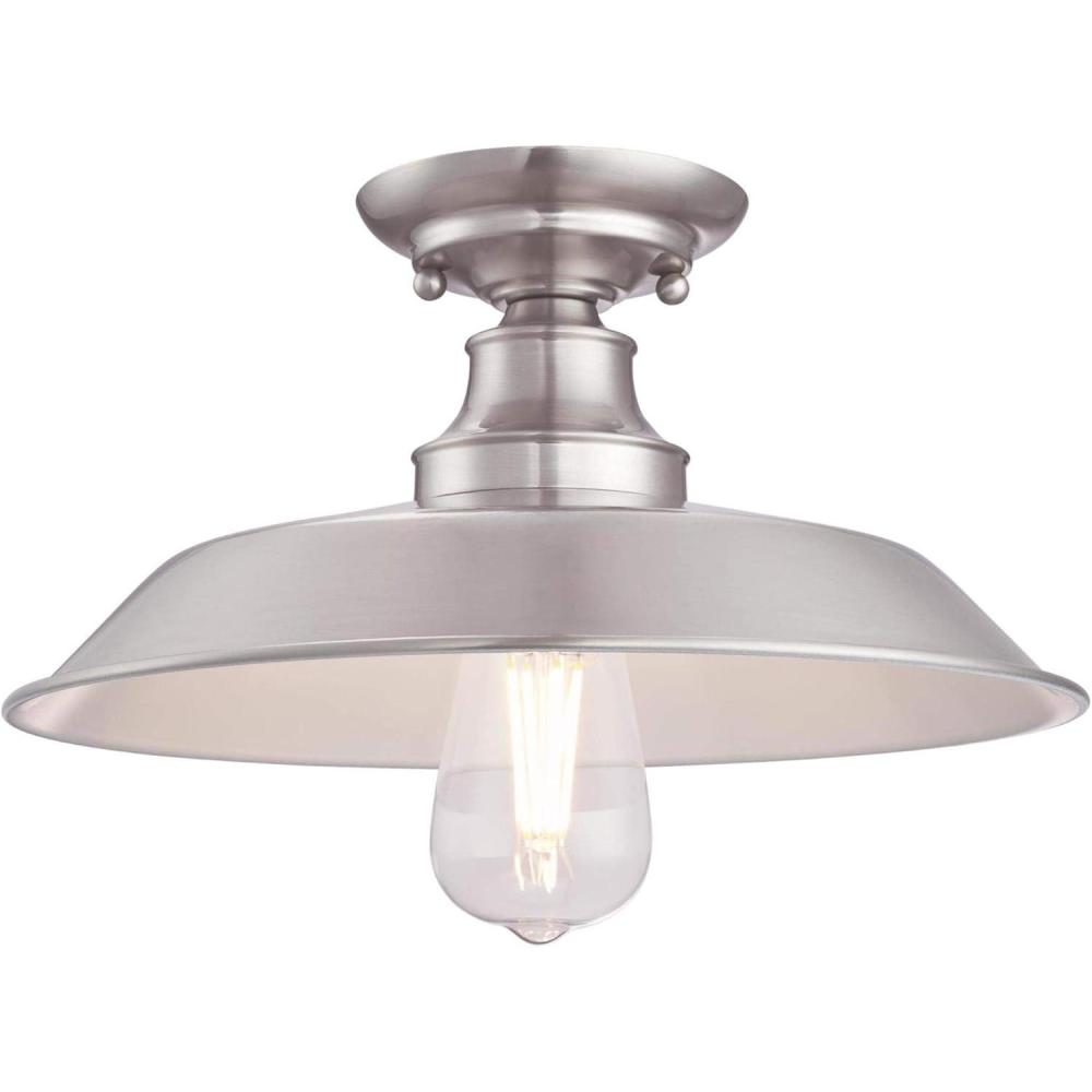 image:imageWestinghouse 6370200 Iron Hill 12Inch OneLight Indoor Semi Flush Mount Ceiling Light Brushed Nickel Finish
