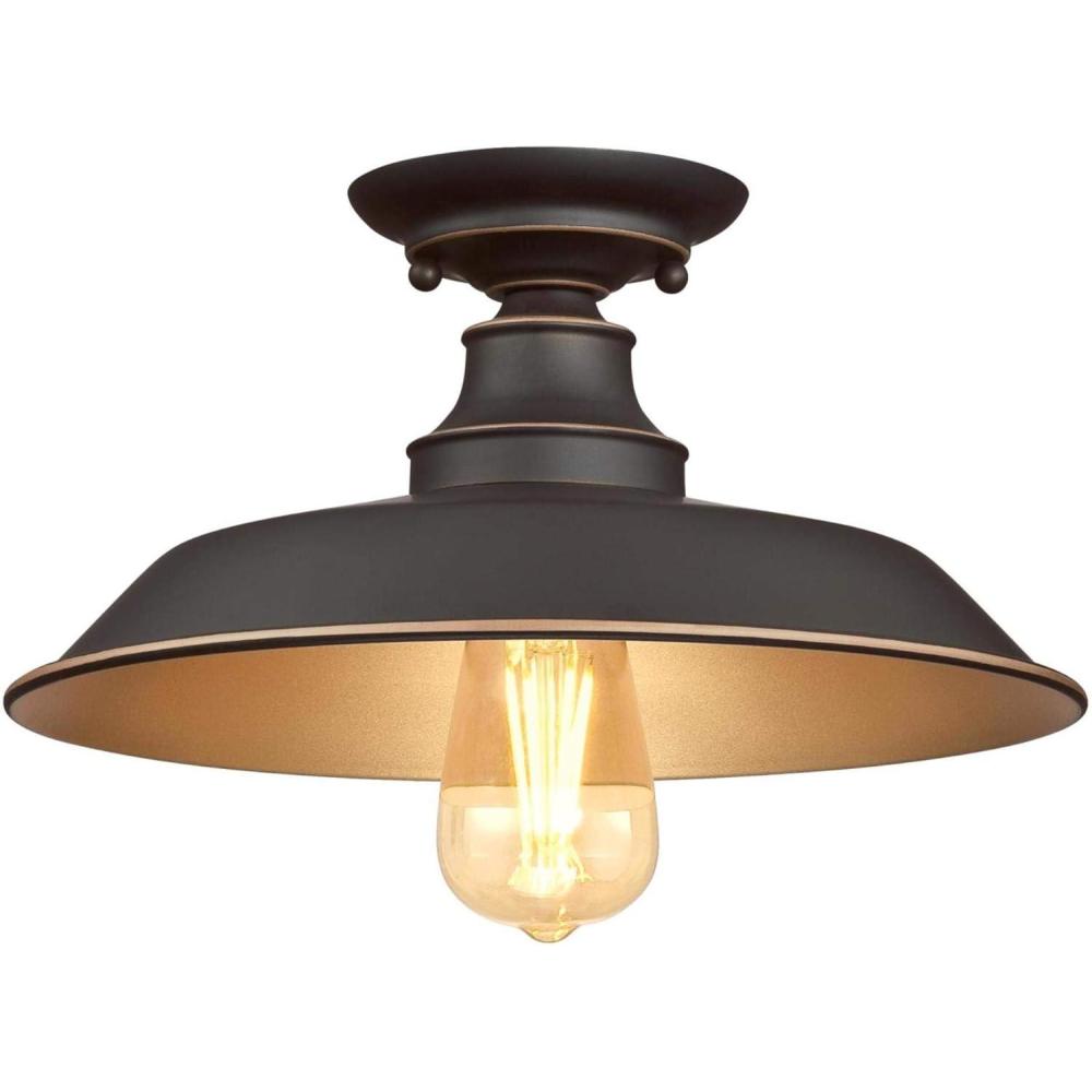 image:imageWestinghouse 6370300 Iron Hill 12Inch OneLight Indoor Semi Flush Mount Ceiling Light Oil Rubbed Bronze Finish with HighlightsOne Size