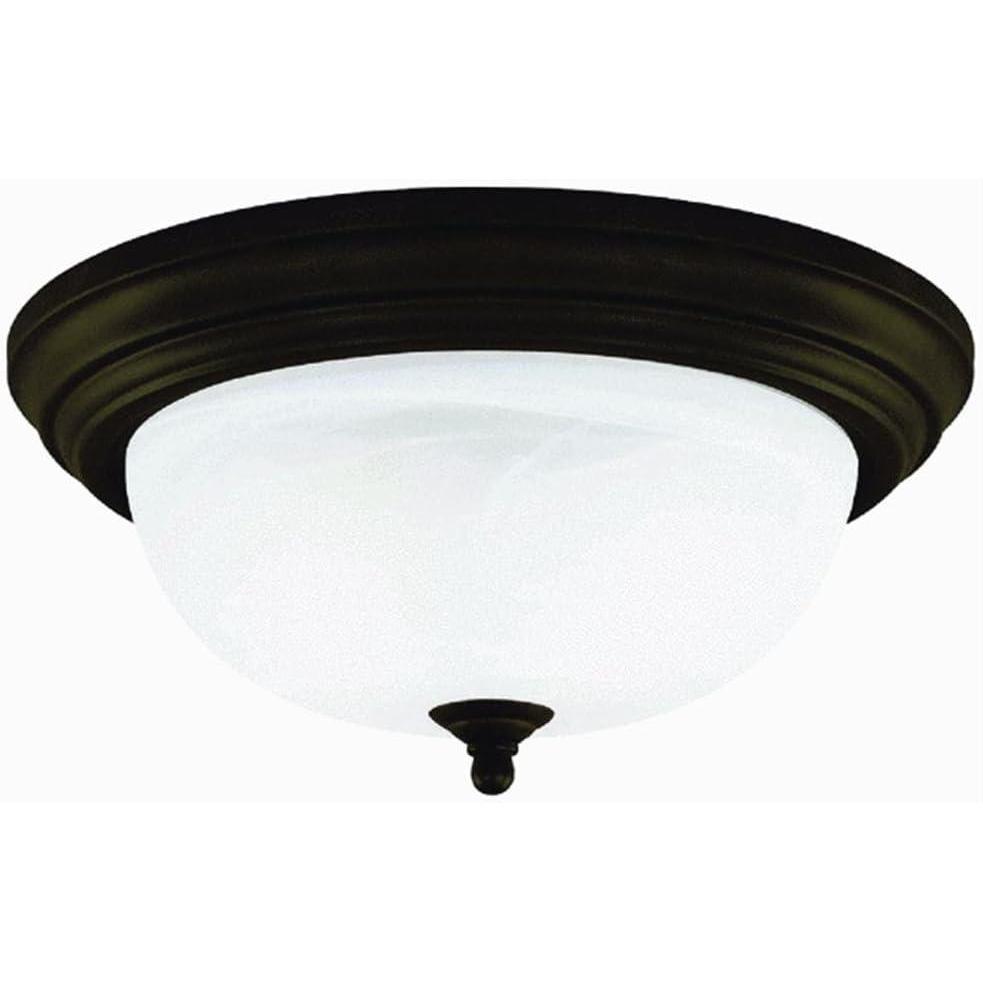 image:imageWestinghouse 64292 15Inch ThreeLight Flush Mount Fixture Oil Rubbed Bronze with Frosted White Alabaster GlobeOne light