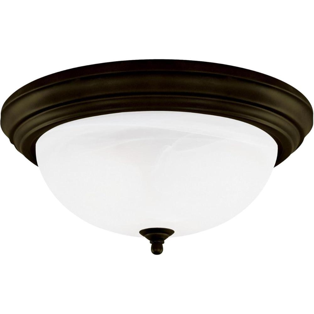 image:imageWestinghouse 64292 15Inch ThreeLight Flush Mount Fixture Oil Rubbed Bronze with Frosted White Alabaster GlobeThree Light