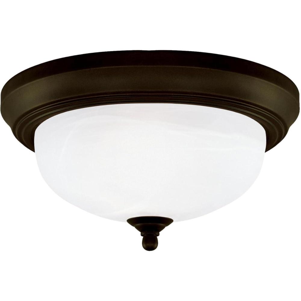image:imageWestinghouse 64292 15Inch ThreeLight Flush Mount Fixture Oil Rubbed Bronze with Frosted White Alabaster GlobeTwo Light