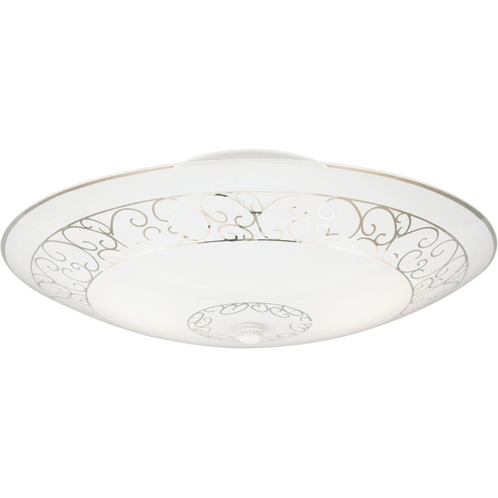 image:imageWestinghouse 6620600 TwoLight SemiFlushMount Interior Ceiling Fixture White Finish with White Scroll Design Glass Round