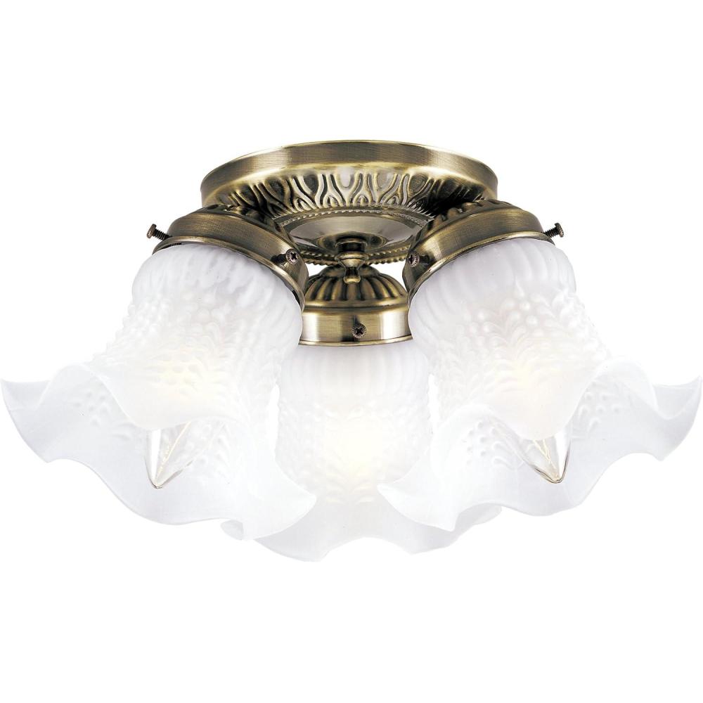 image:imageWestinghouse 6668600 ThreeLight FlushMount Interior Ceiling Fixture Antique Brass Finish with Frosted Ruffled Edge Glass