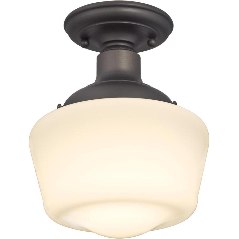 image:imageWestinghouse Lighting 6342200 Scholar OneLight Indoor SemiFlush Ceiling Fixture Oil Rubbed Bronze Finish with White Opal GlassCeiling Fixture